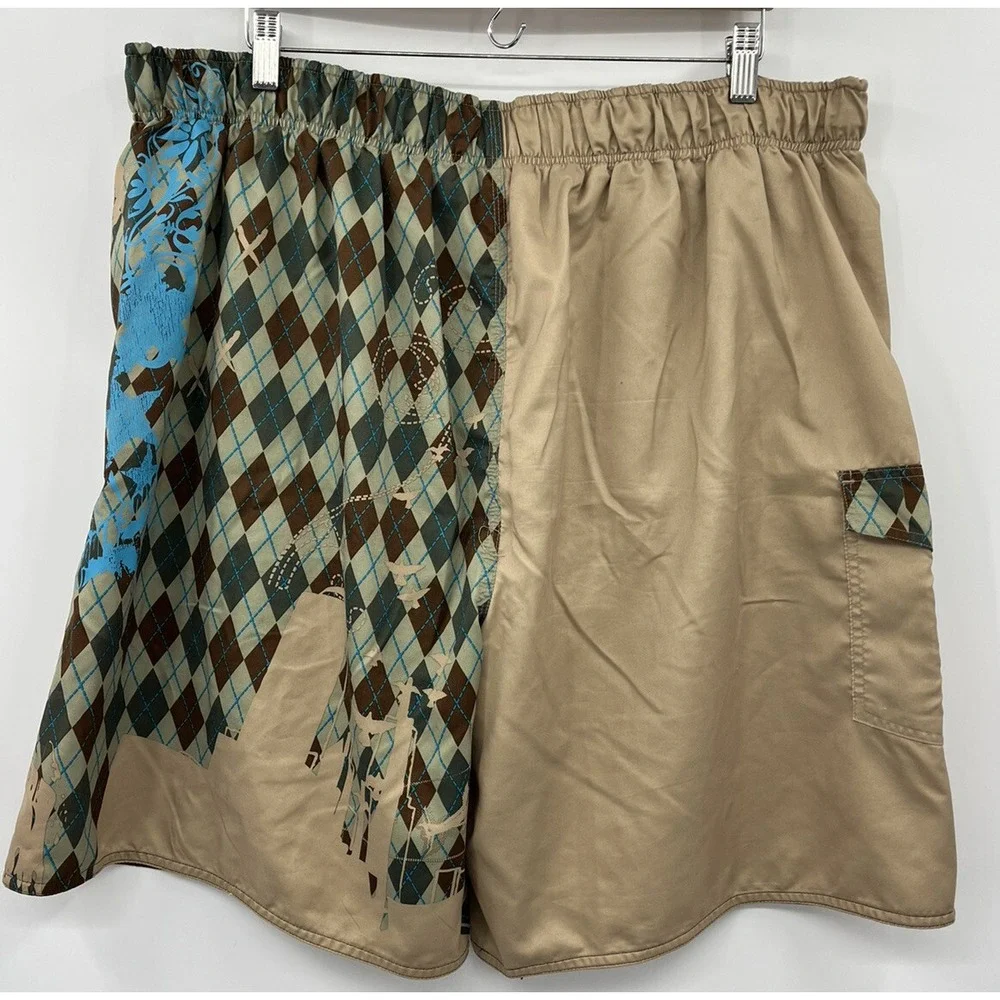 Maui and Sons Men's Board Shorts Swim Trunks Mesh Lined Size XL Argyle